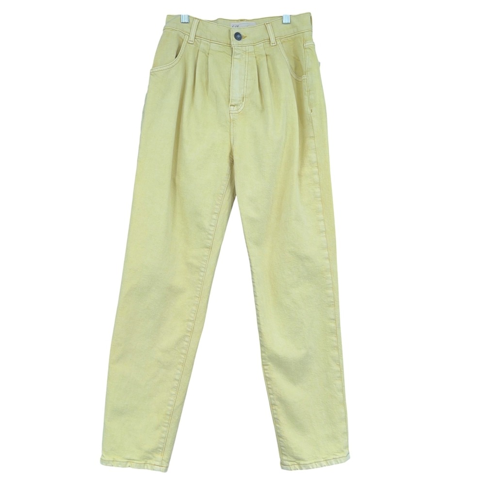 Current Elliott Fashion Pleated Jean Womens 26 Cotton Banana Yellow CE1008